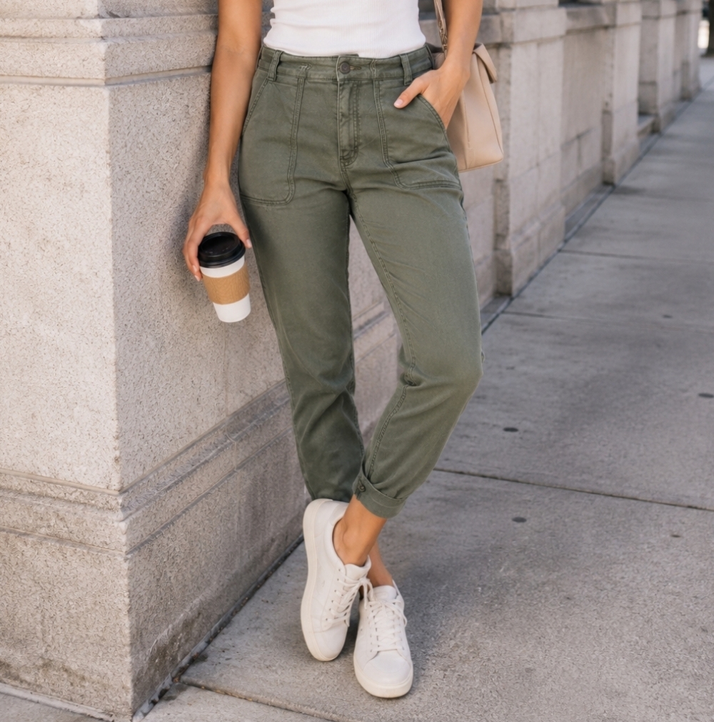 Joie Sage Green Utility Cargo Pants Size 29 Tapered Ankle Casual Cotton Lyocell
